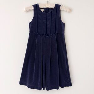 Vintage Laura Ashley Mother & Child Velvet Navy Blue Bow Dress, Size 5, EUC
